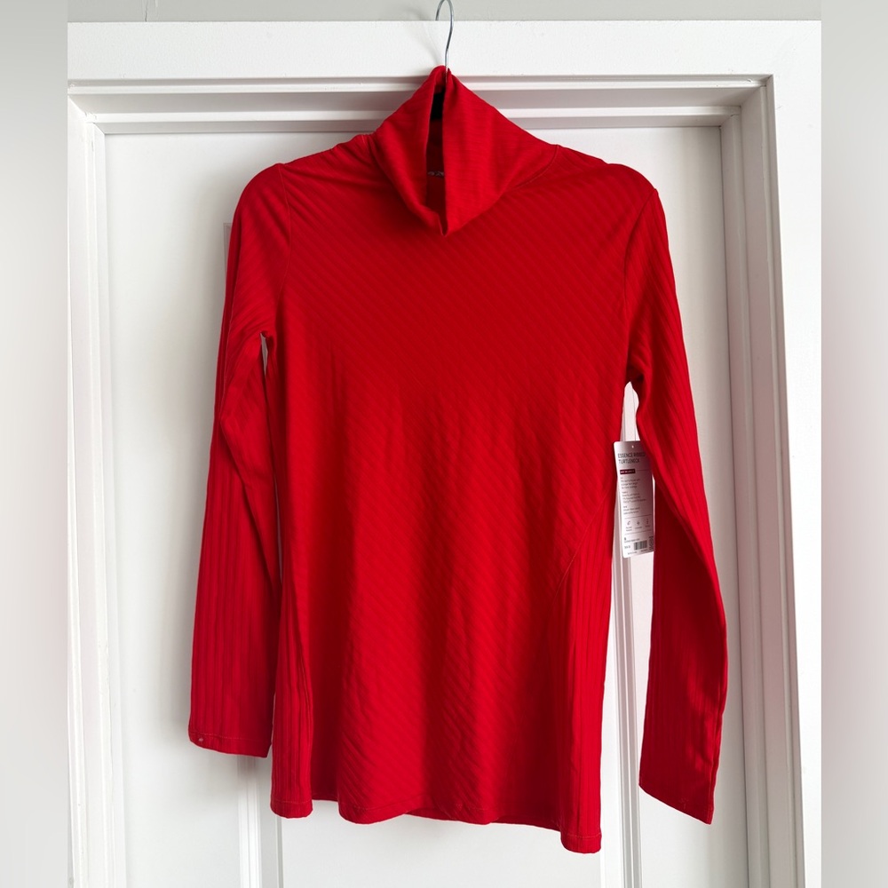 NWT Athleta Red Ribbed Long Sleeve Turtleneck Top